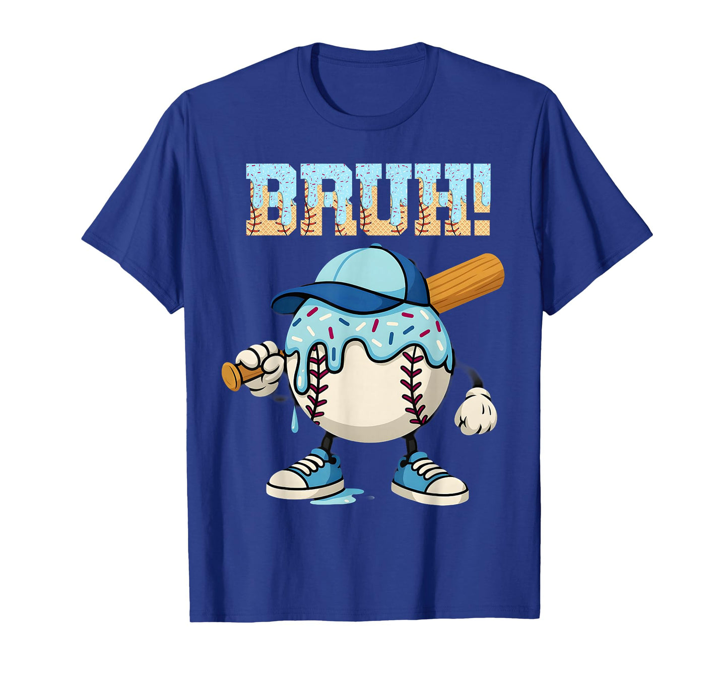 Bruh Ice Cream Baseball Drip Boys Bruh Meme For Son Grandson T-Shirt