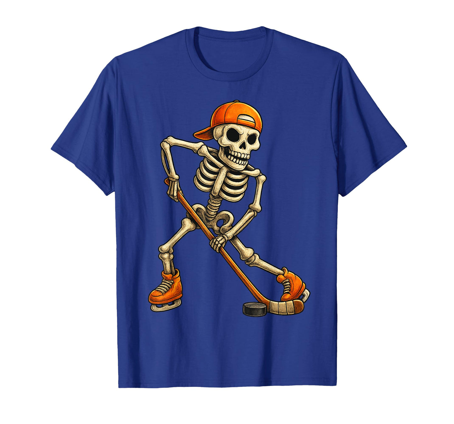 Ice Hockey Skeleton Halloween Costume Men Boys Kids T-Shirt