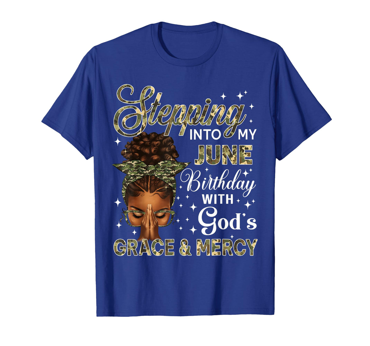 Stepping Into My June Birthday Black Women Afro Christian T-Shirt