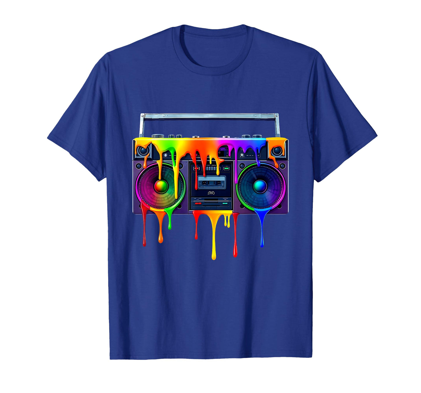 Dripping Paint Boombox Funny Old School 80s Music Hip Hop T-Shirt
