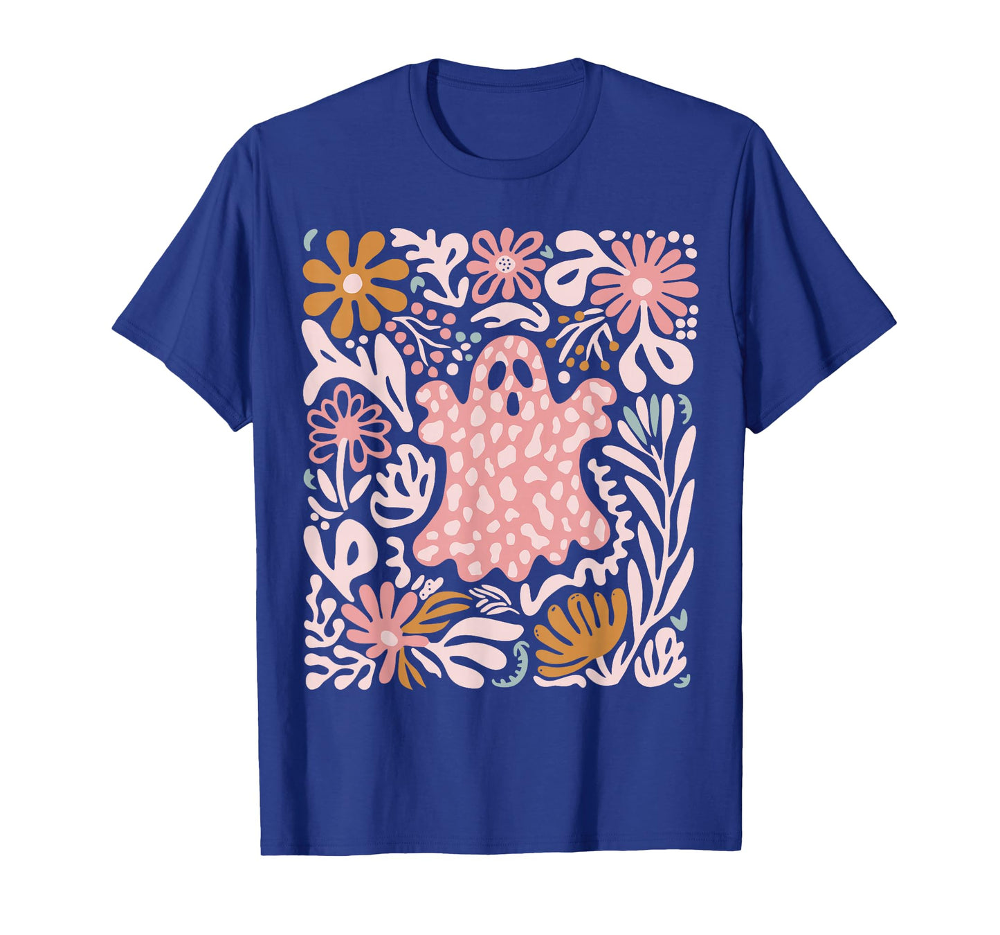 Boho Floral Fall Boho Ghost Cute Halloween Women Girl T-Shirt