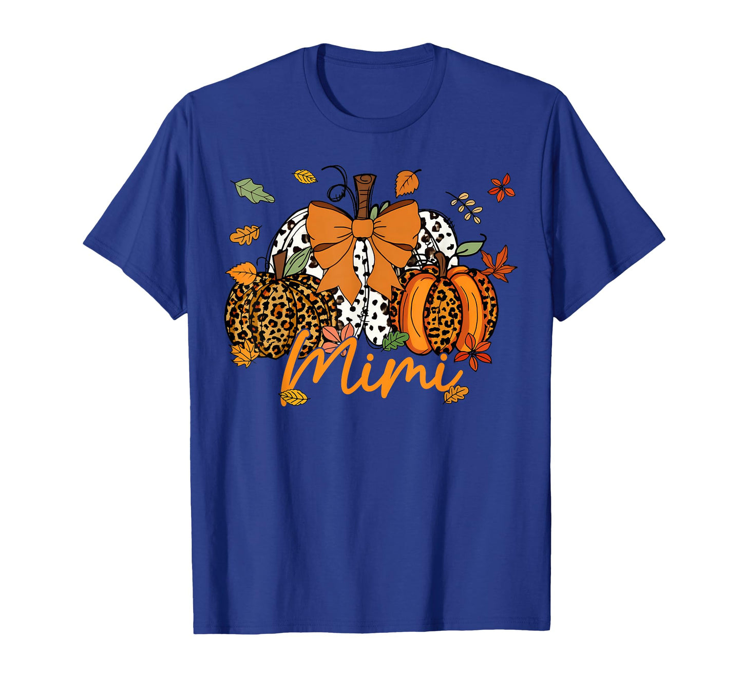 Mimi Thanksgiving Leopard Pumpkin Coquette Bow Mom Grandma T-Shirt