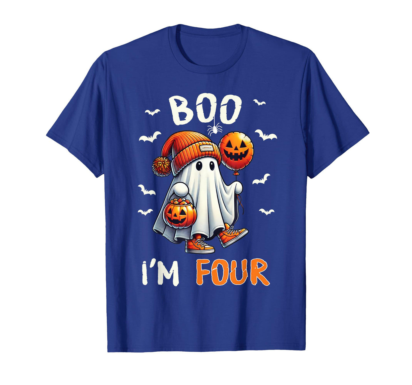 Boo I'm Four Ghost 4th Birthday Halloween Boy Kids Groovy T-Shirt