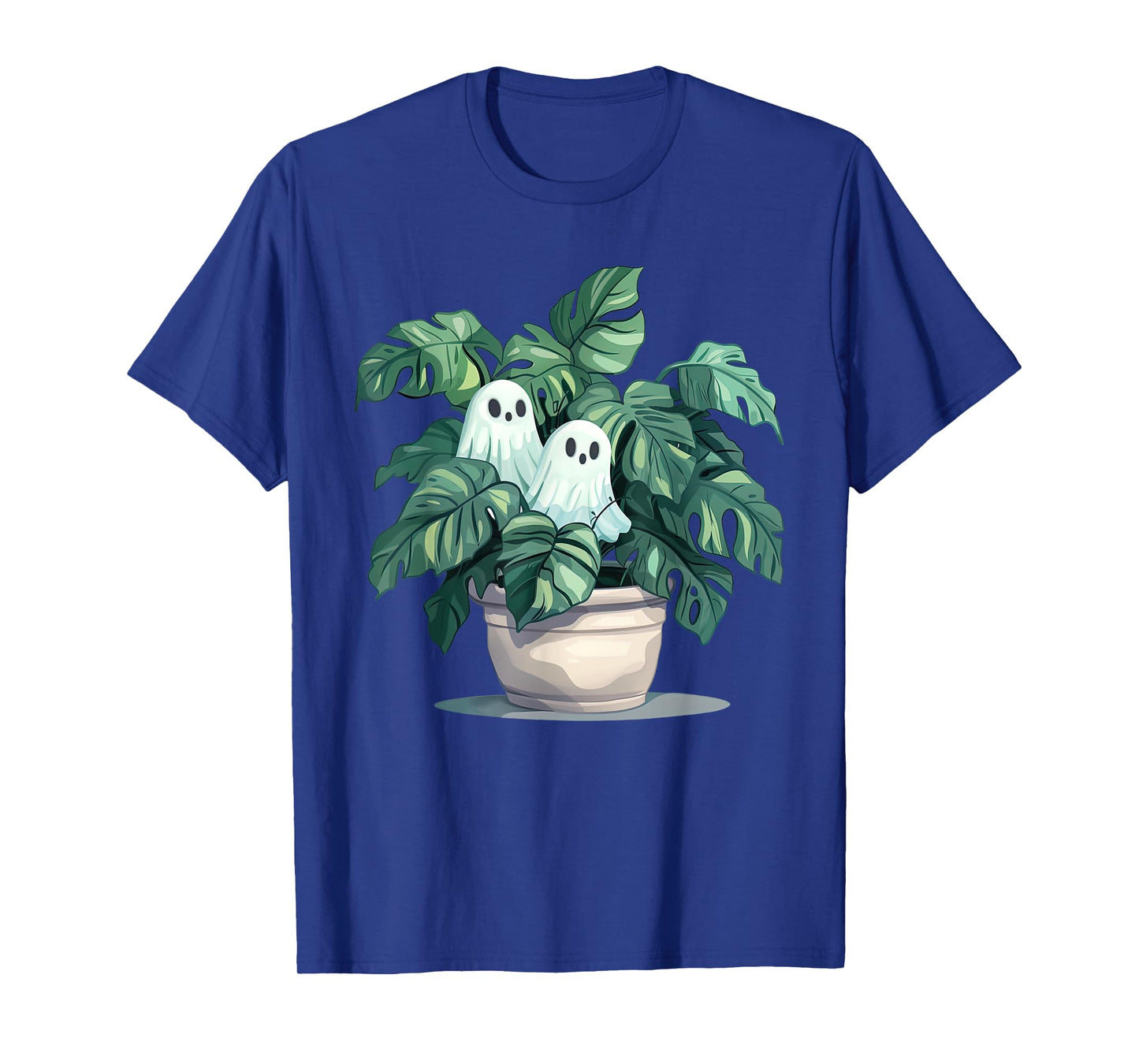 Cute Ghost With Tropical Monstera House Plant Love Gardening T-Shirt
