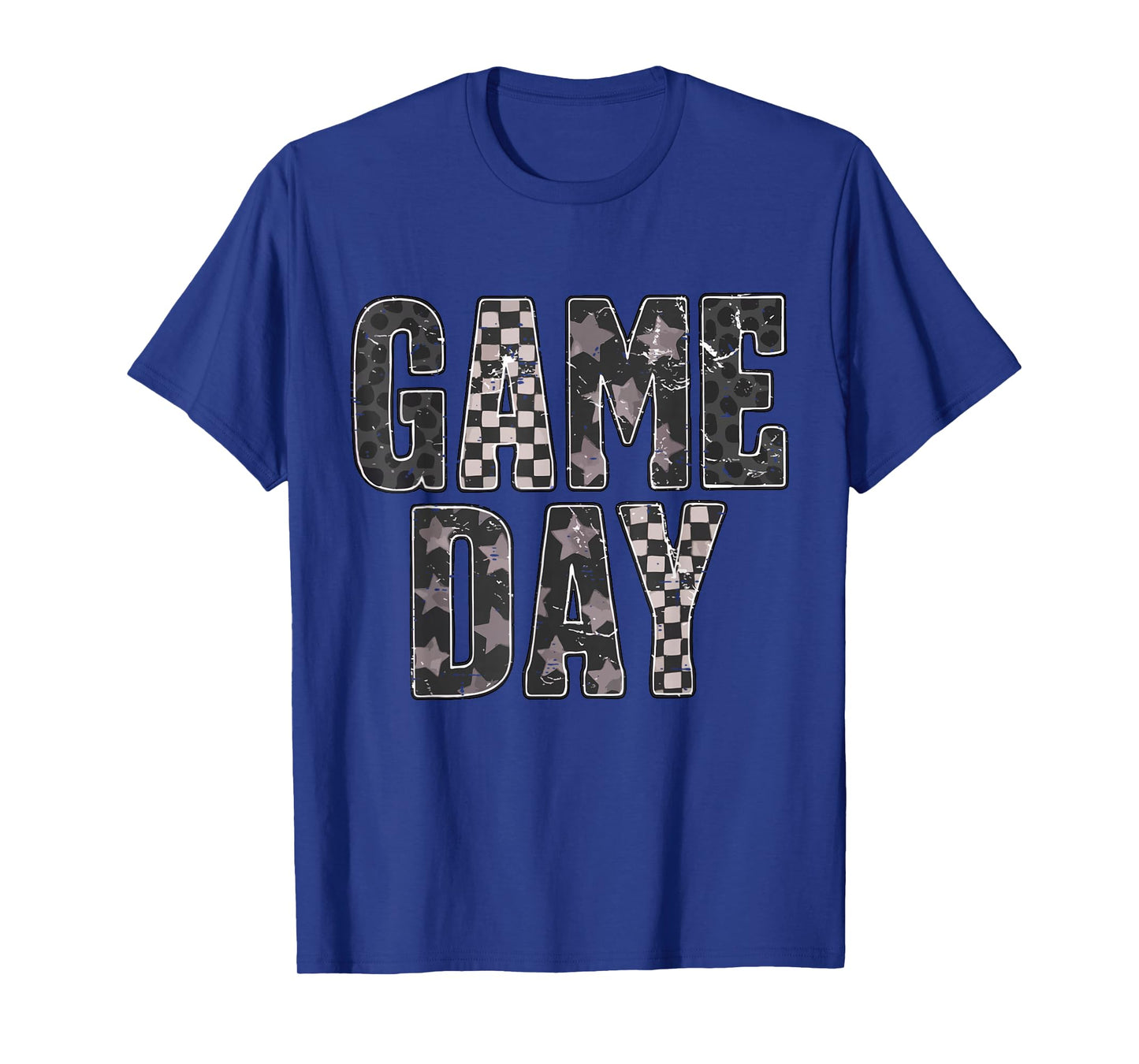 Checkered Game Day Football Team Sport Cute Touchdown Season T-Shirt