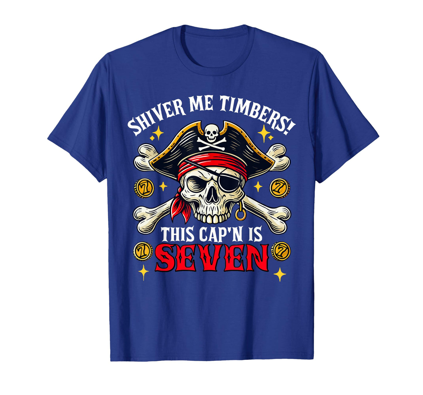 Kids 7 Year Old Pirate 7th Birthday Party Boys Girls Gift T-Shirt