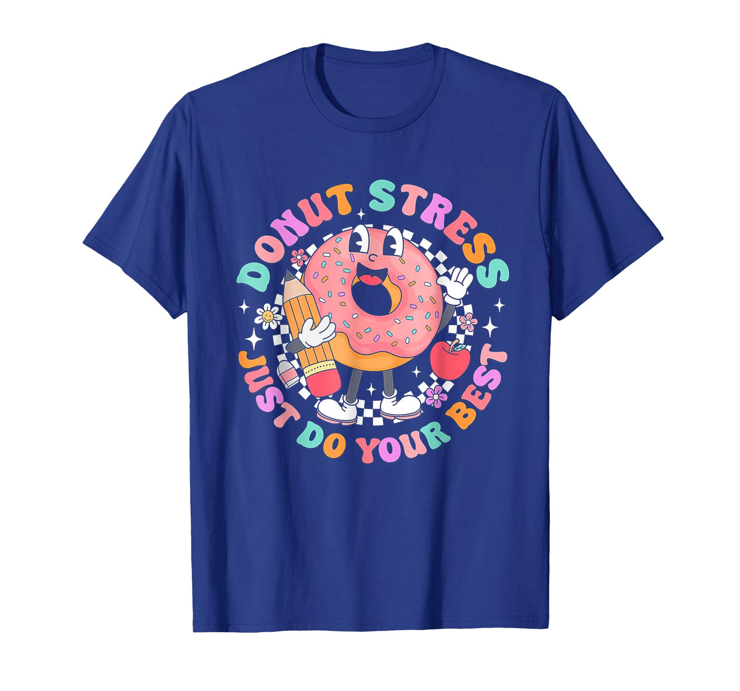 Women Retro Donut Stress Just Do Your Best Staar Testing T-Shirt