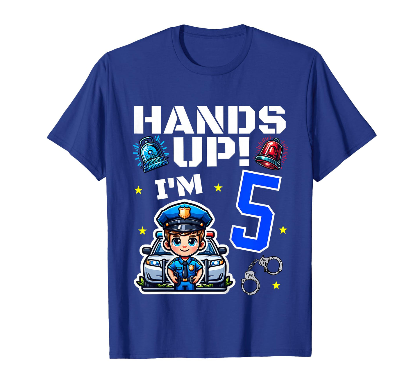 Kids 5th Birthday Boy Police Car Policeman 5 Years Old Officer T-Shirt