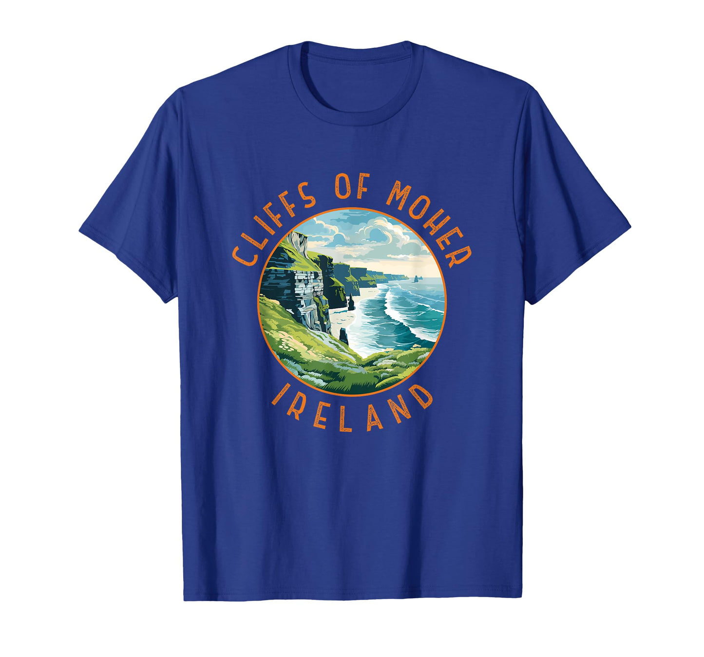 Cliffs of Moher Ireland Retro Distressed Circle T-Shirt