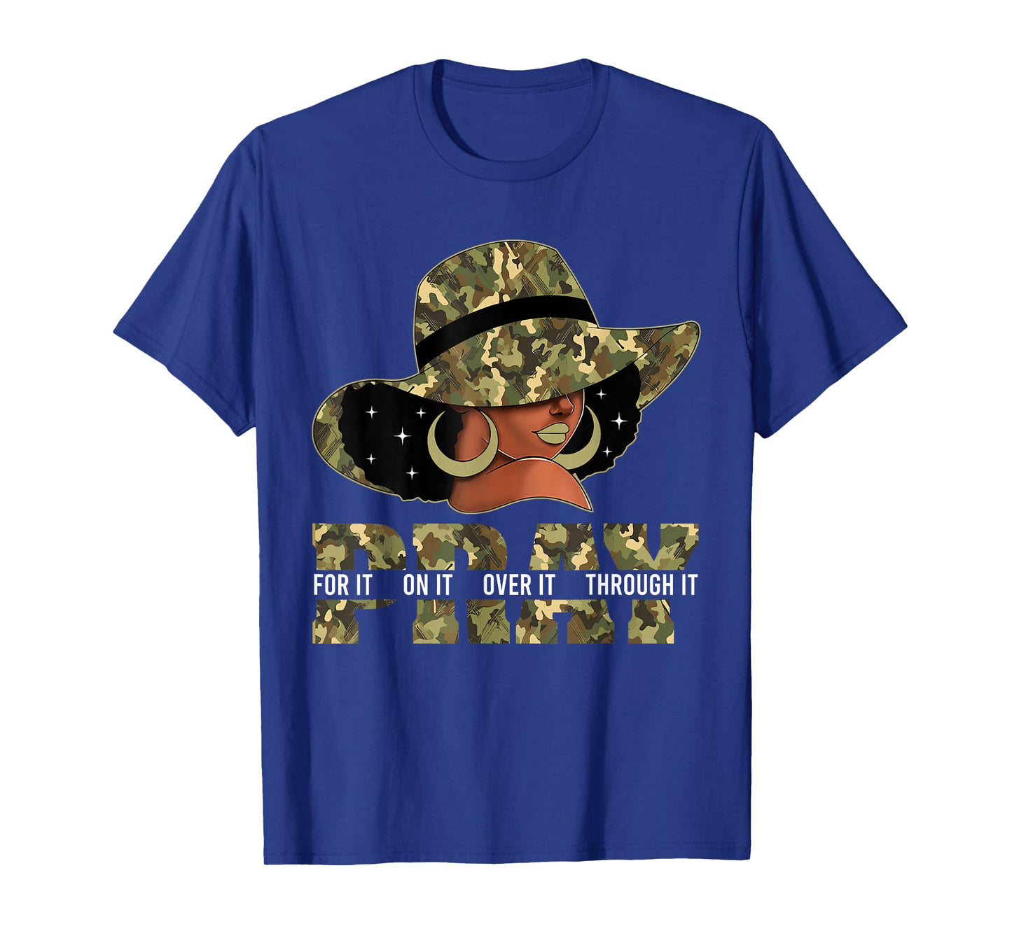 Pray On It Pray Over It Black Woman Afro Christian Sayings T-Shirt