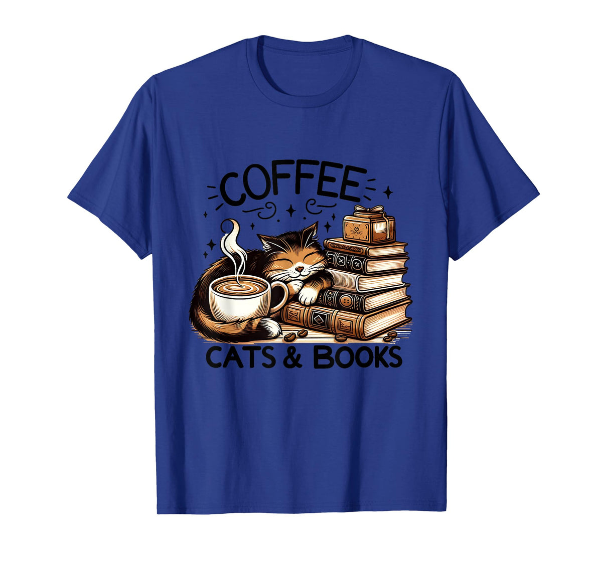 Funny Cute Coffee Cats Books Lover Gift Idea Women Men Kids T-Shirt