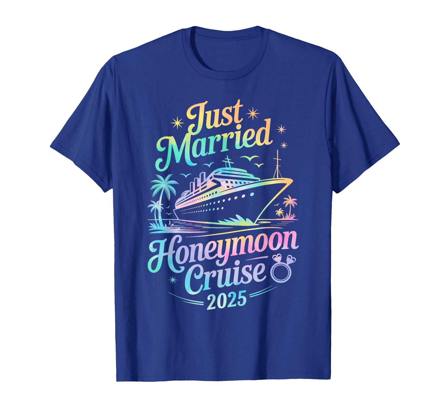 Cute Just Married Honeymoon Cruise 2025 Newlyweds Couples T-Shirt