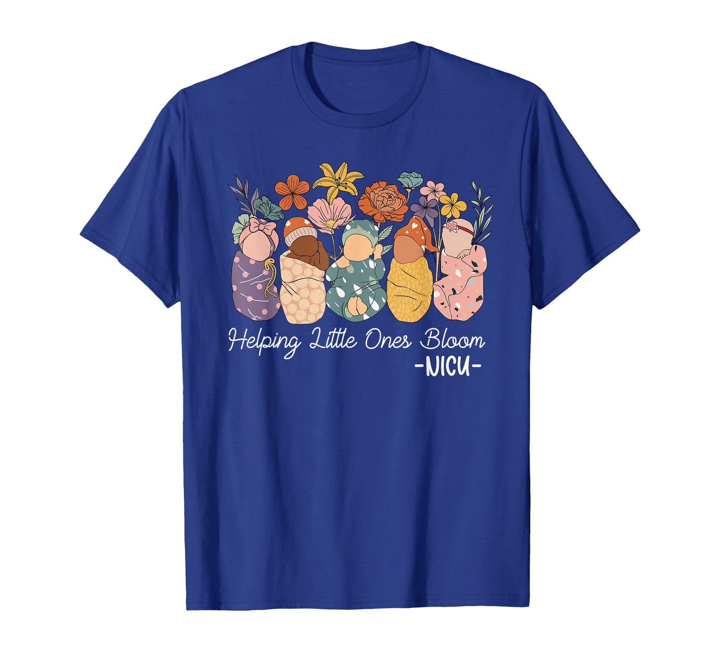 Retro Groovy Helping Little Ones Bloom NICU Nurse T-Shirt