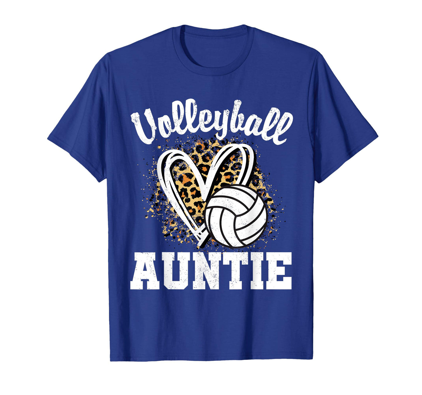 Volleyball Auntie Leopard Heart Matching Family T-Shirt