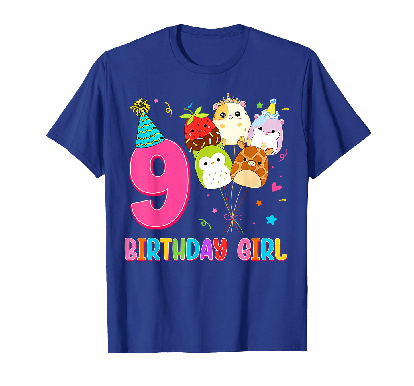 Birthday Girl Squish Squad 9 Years Old Cute 9th Birthday T-Shirt