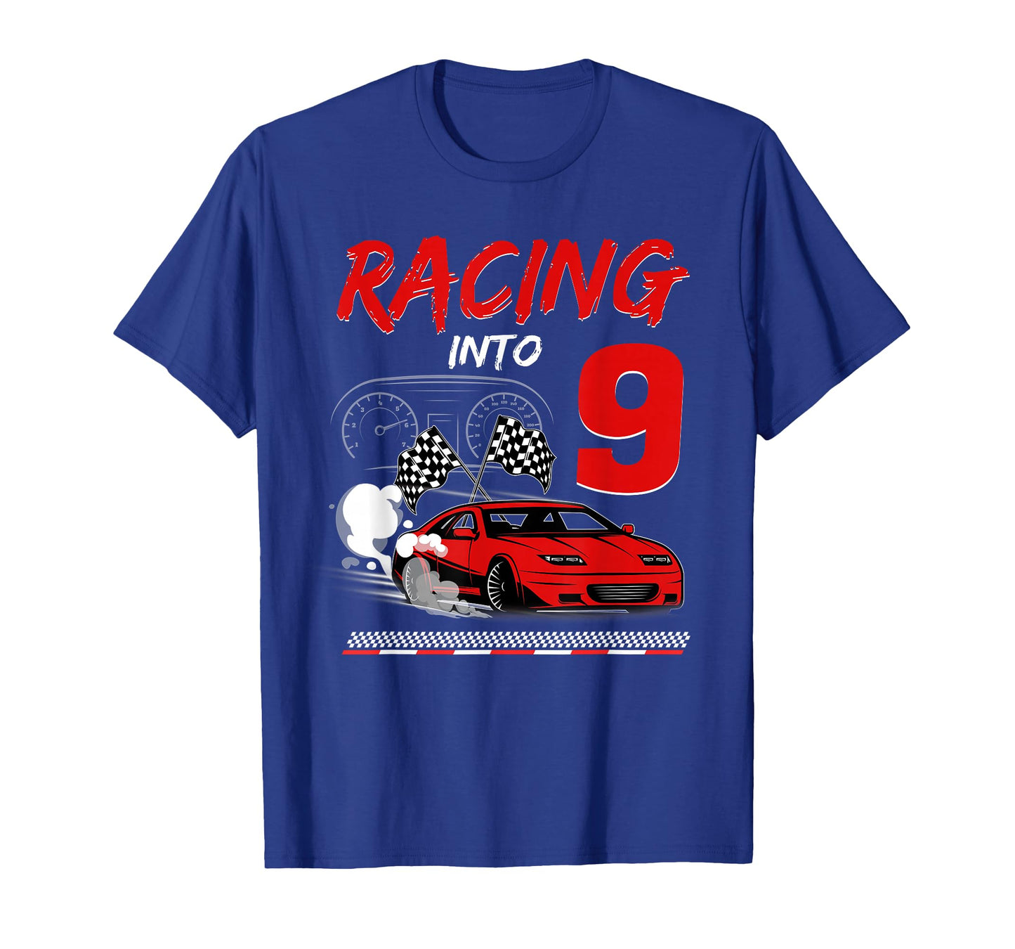 Racing into 9 Year Old Birthday Race Car 9th Boy Party T-Shirt