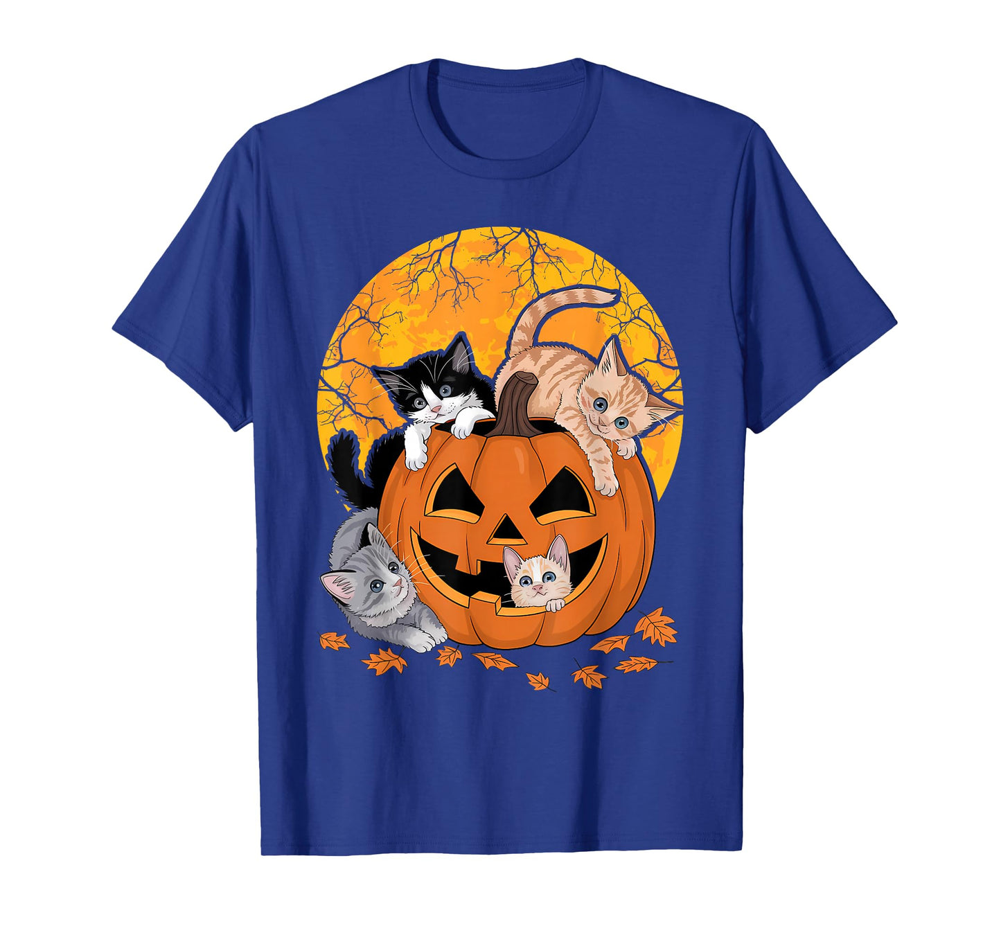 Vintage 90s Cat Pumpkin Halloween Retro Floral Spooky Season T-Shirt