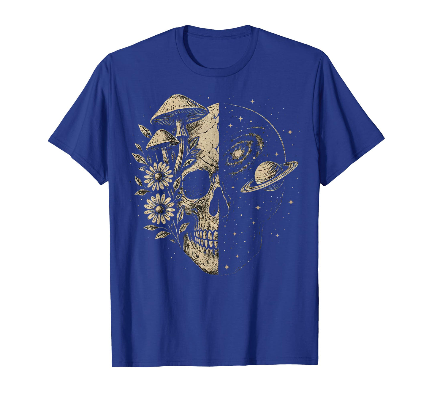 Skull Galaxy Mushroom Flowers Cosmos Aesthetic Spiritual T-Shirt