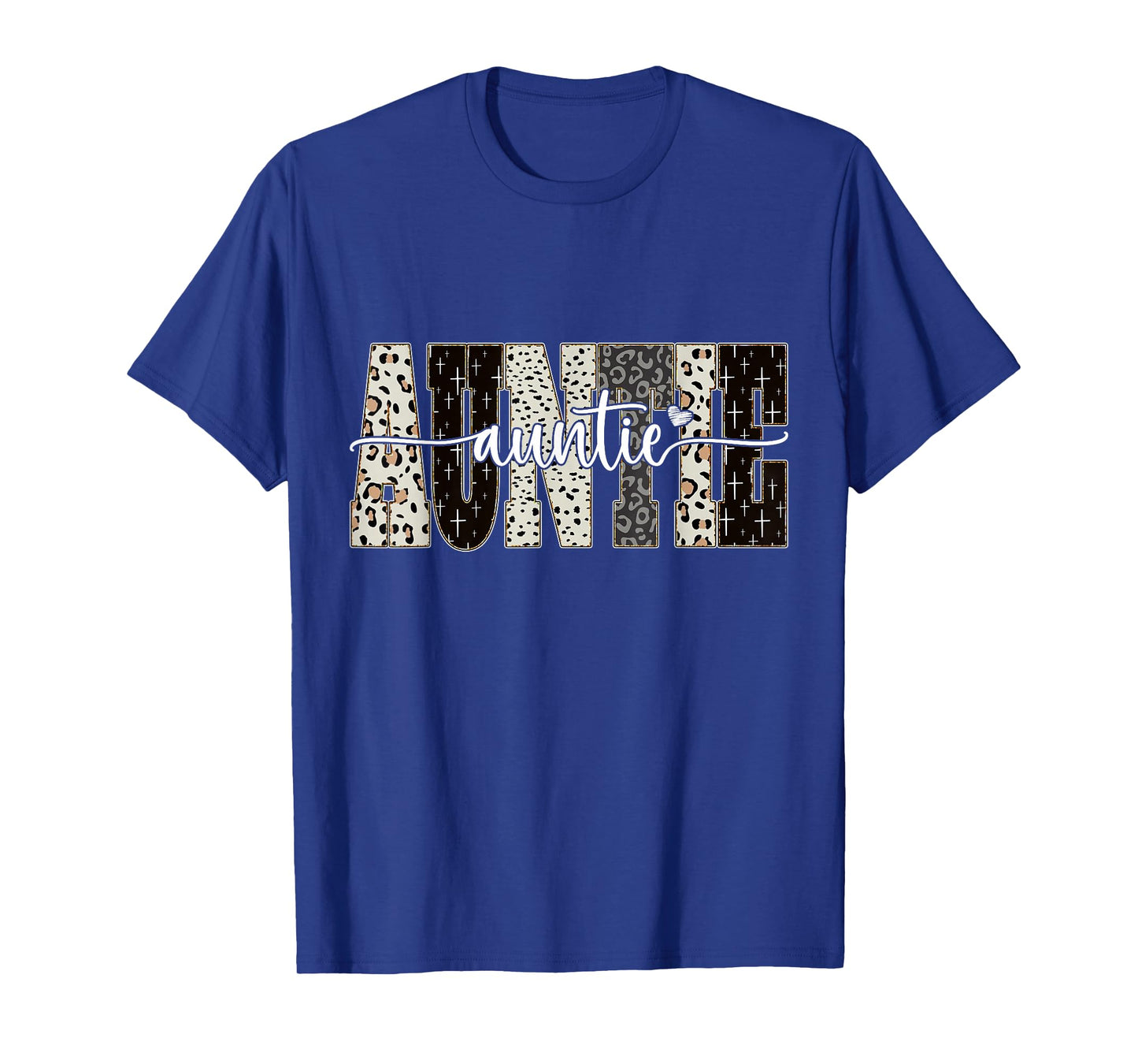 Auntie Bible Leopard Cross Faith and Love Christian Women T-Shirt