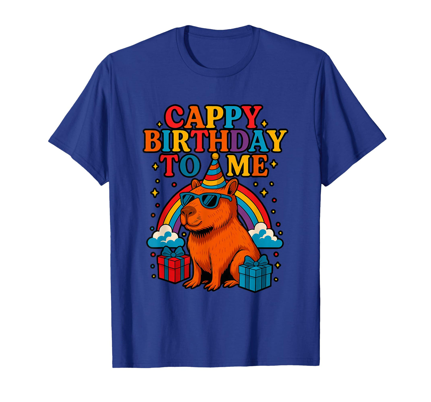 Cappy Birthday to Me Cool Capybara Rainbow Birthday Party T-Shirt