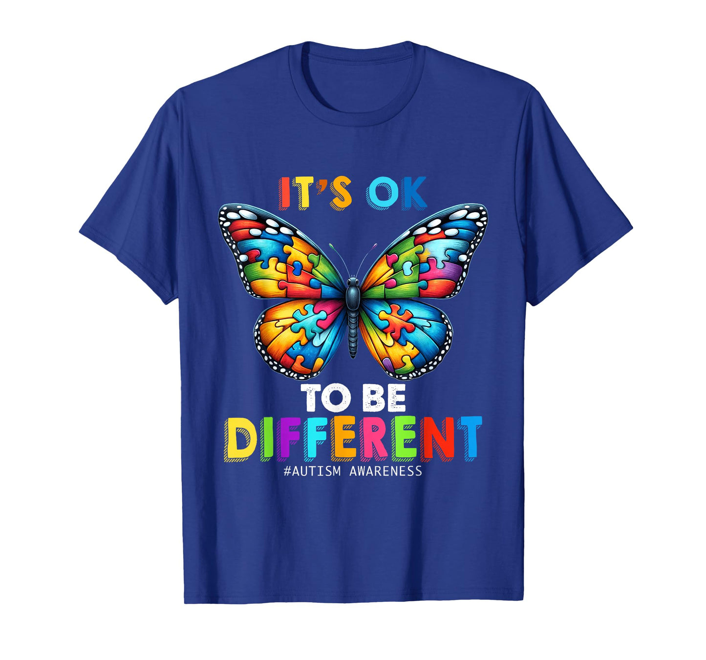 Autism Awareness Butterfly Animal Its Ok To Be Different T-Shirt