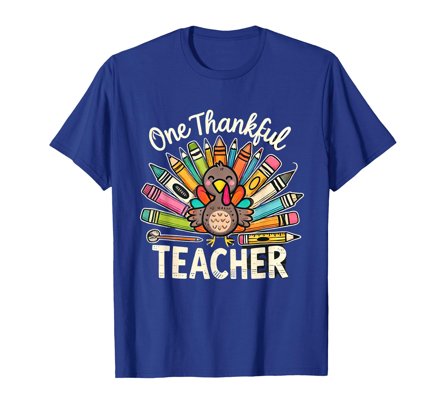 One Thankful Teacher Cute Thanksgiving Turkey School T-Shirt