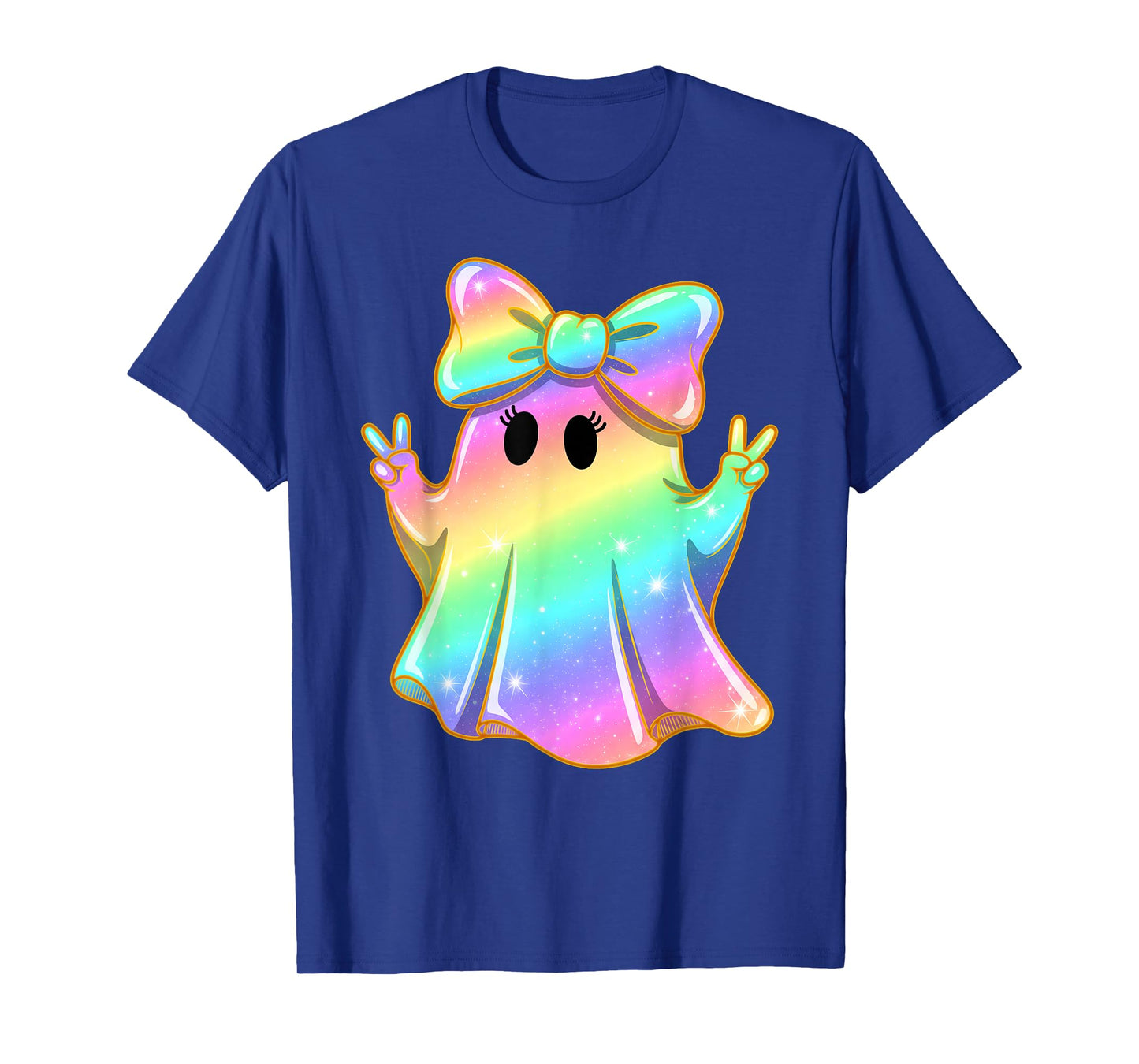 Cute Rainbow Ghost Peace Funny Halloween Kids Girls T-Shirt