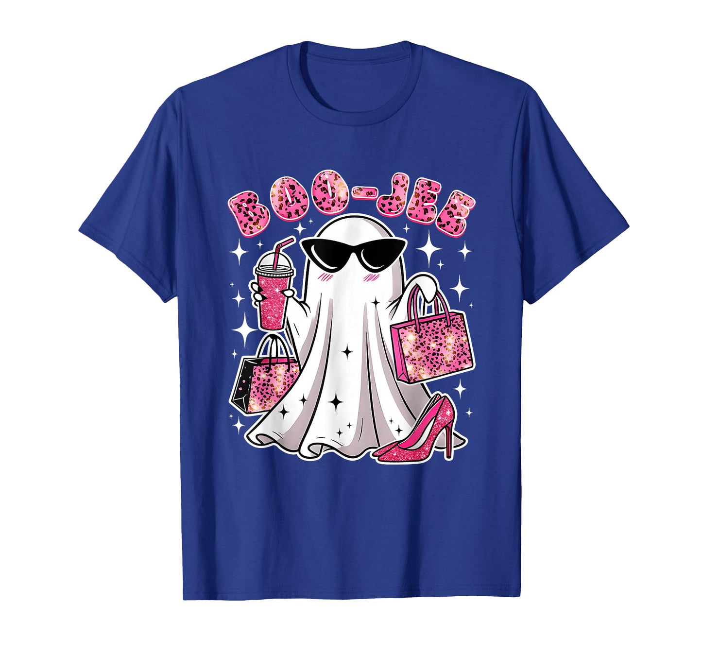 Pink Leopard Boo JEE Boujee Coffee Ghost Halloween T-Shirt