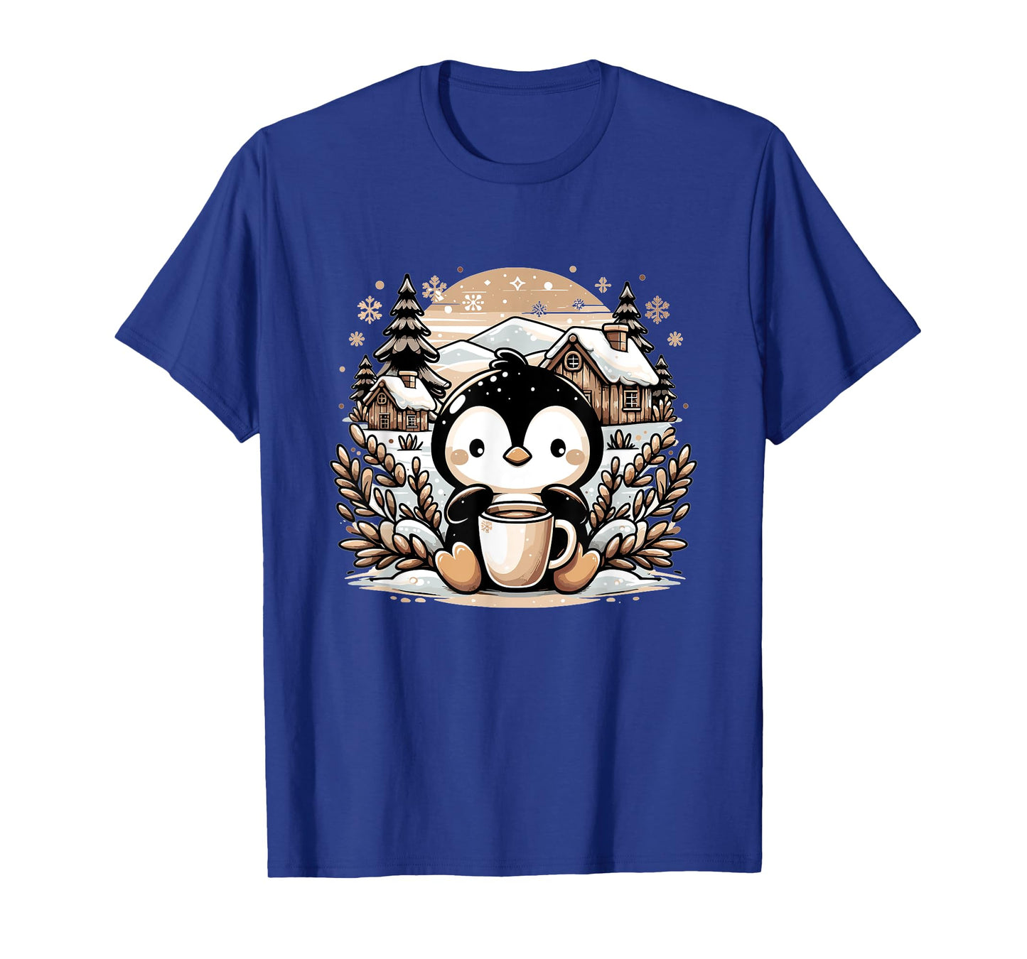 Penguin Coffee Winter Christmas Cute Funny Penguin T-Shirt