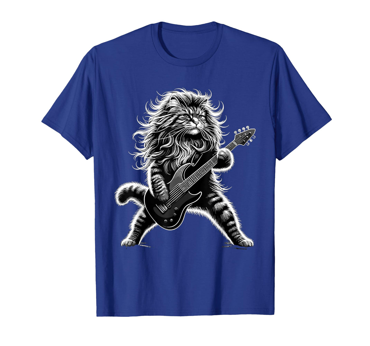 Rock and Roll Cat playing Guitar T-Shirt for Men Women Girls Kids
