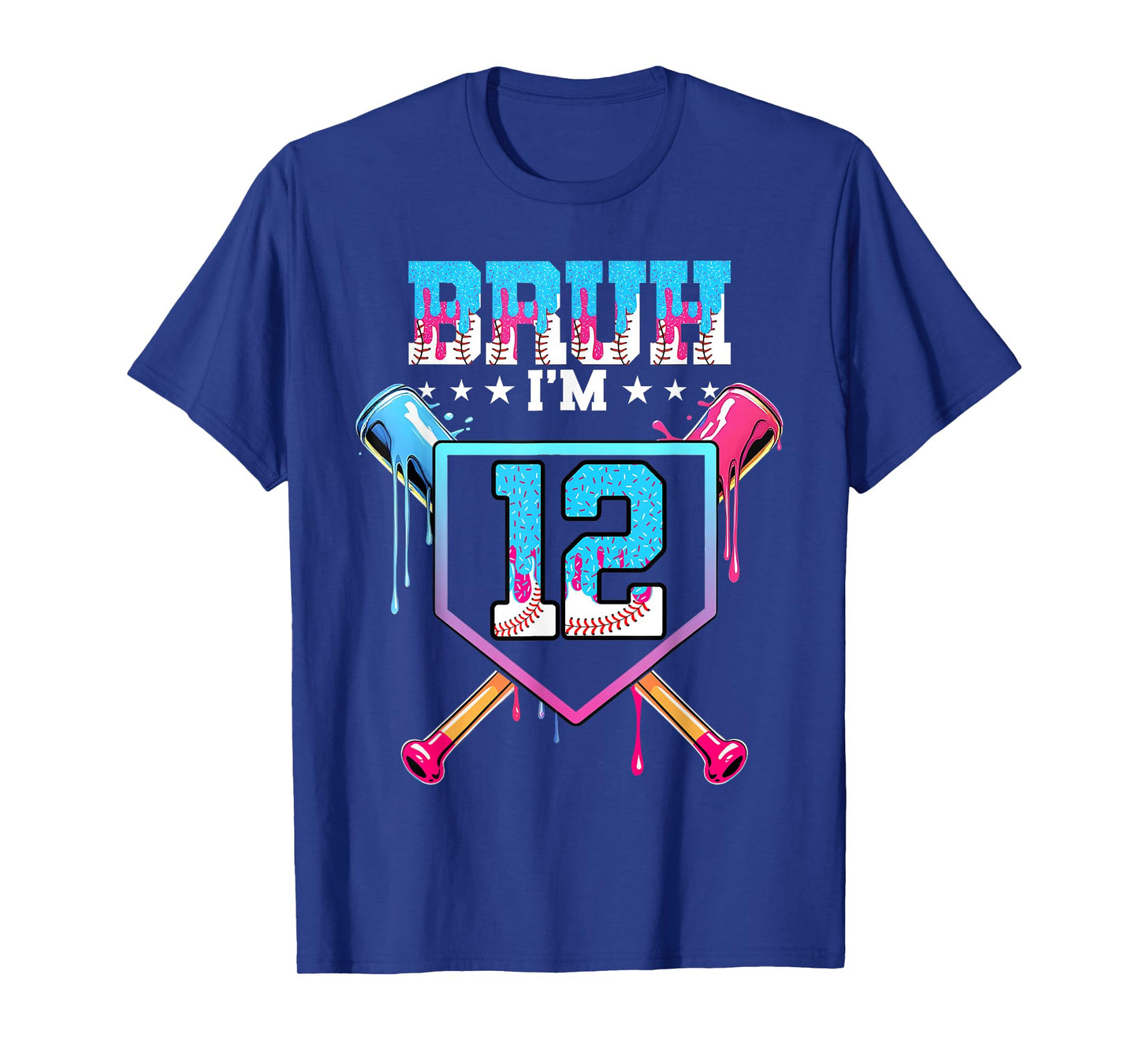 Bruh 12th Birthday Boy Baseball Ice Cream Drip T-Shirt