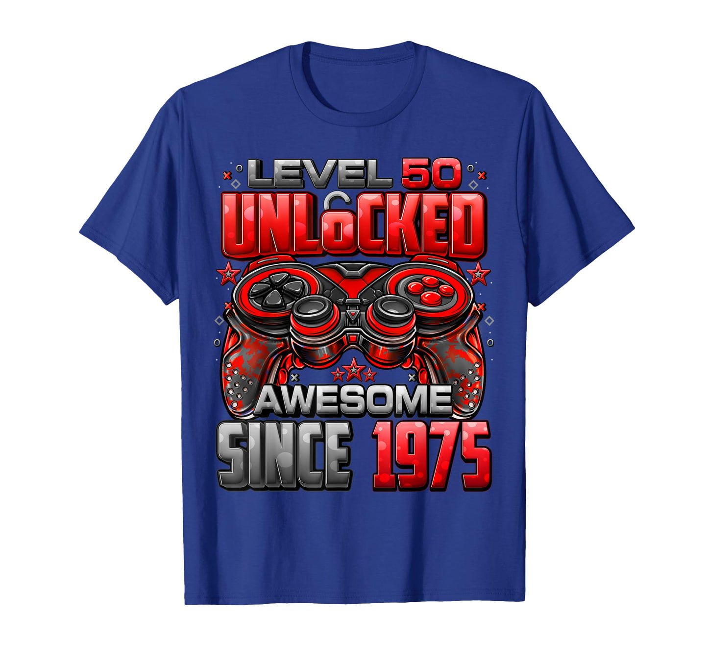 Level 50 Unlocked Awesome Since 1975 50th Birthday Gaming T-Shirt