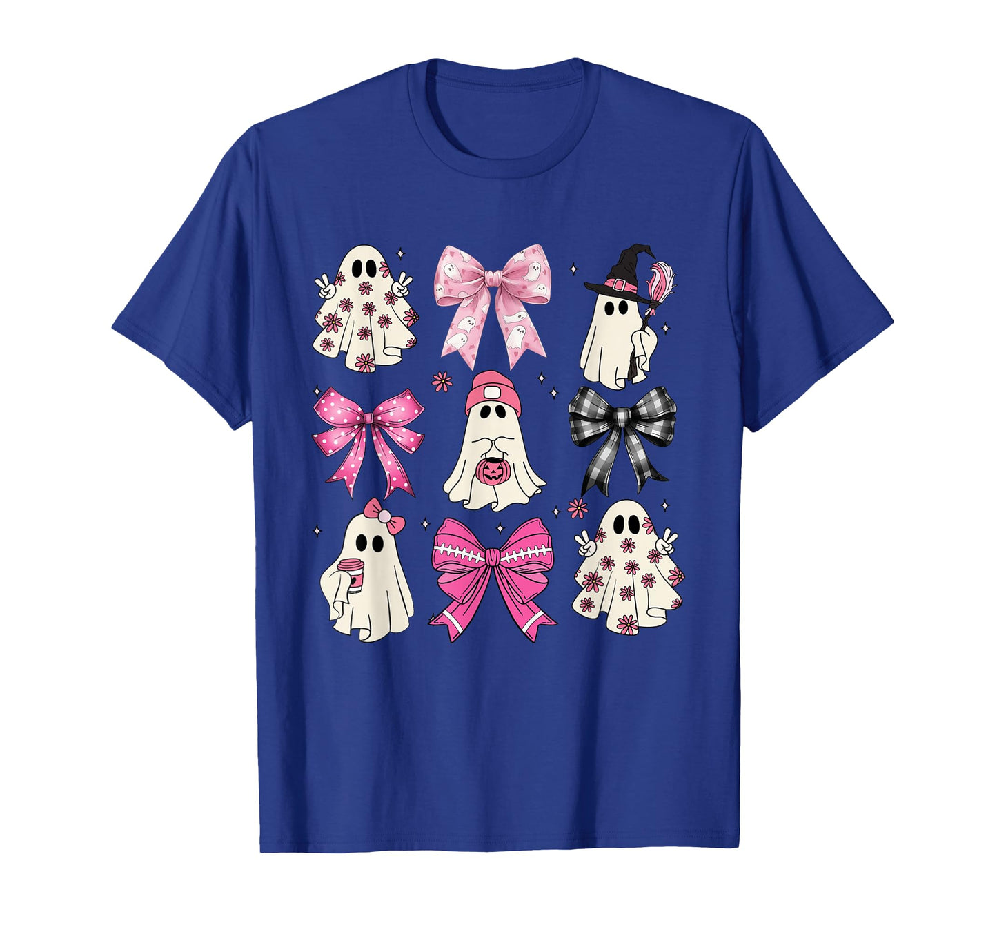 Spooky Vibes Pink Ghost Preppy Halloween Women Girls Kids T-Shirt