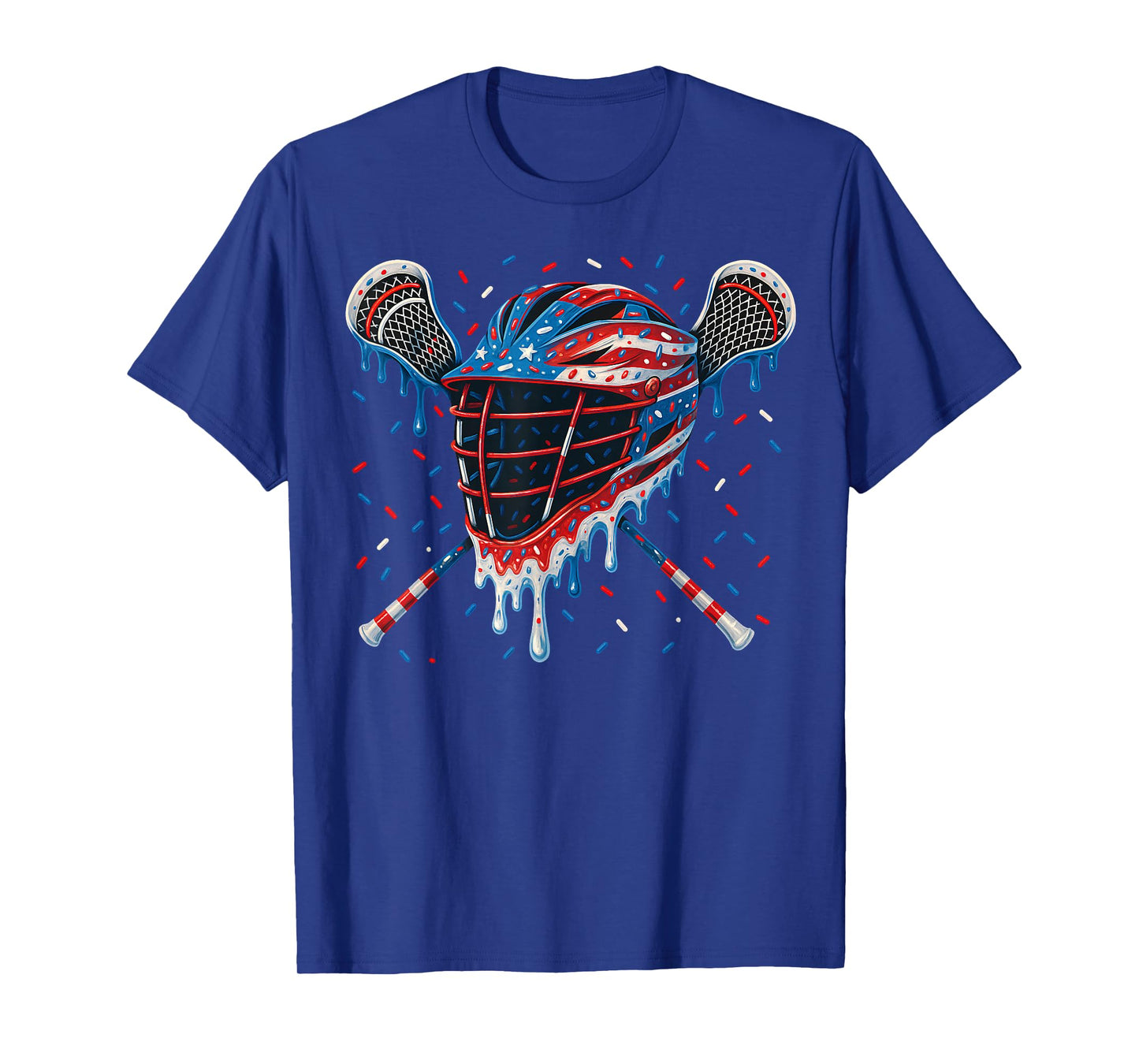 Patriotic American Flag Lacrosse Ice Cream Drip Lax Boys T-Shirt
