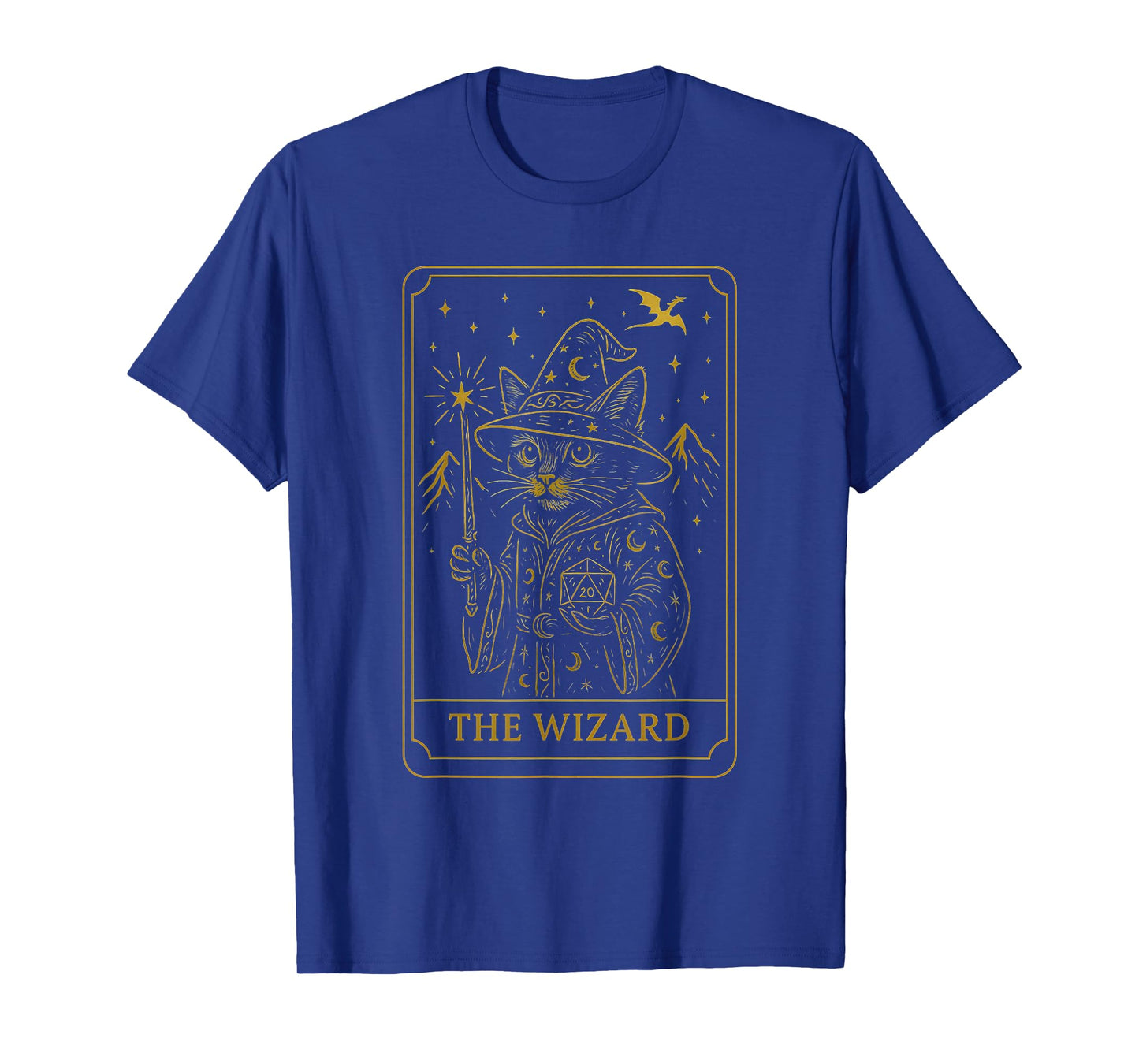 RPG Gamer Wizard D20 Dice Nerdy Geek Cat Men Women Kids T-Shirt