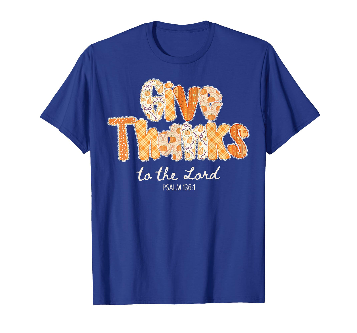 Lace Give Thanks to The Lord Pumpkin Fall Christian Autumn T-Shirt