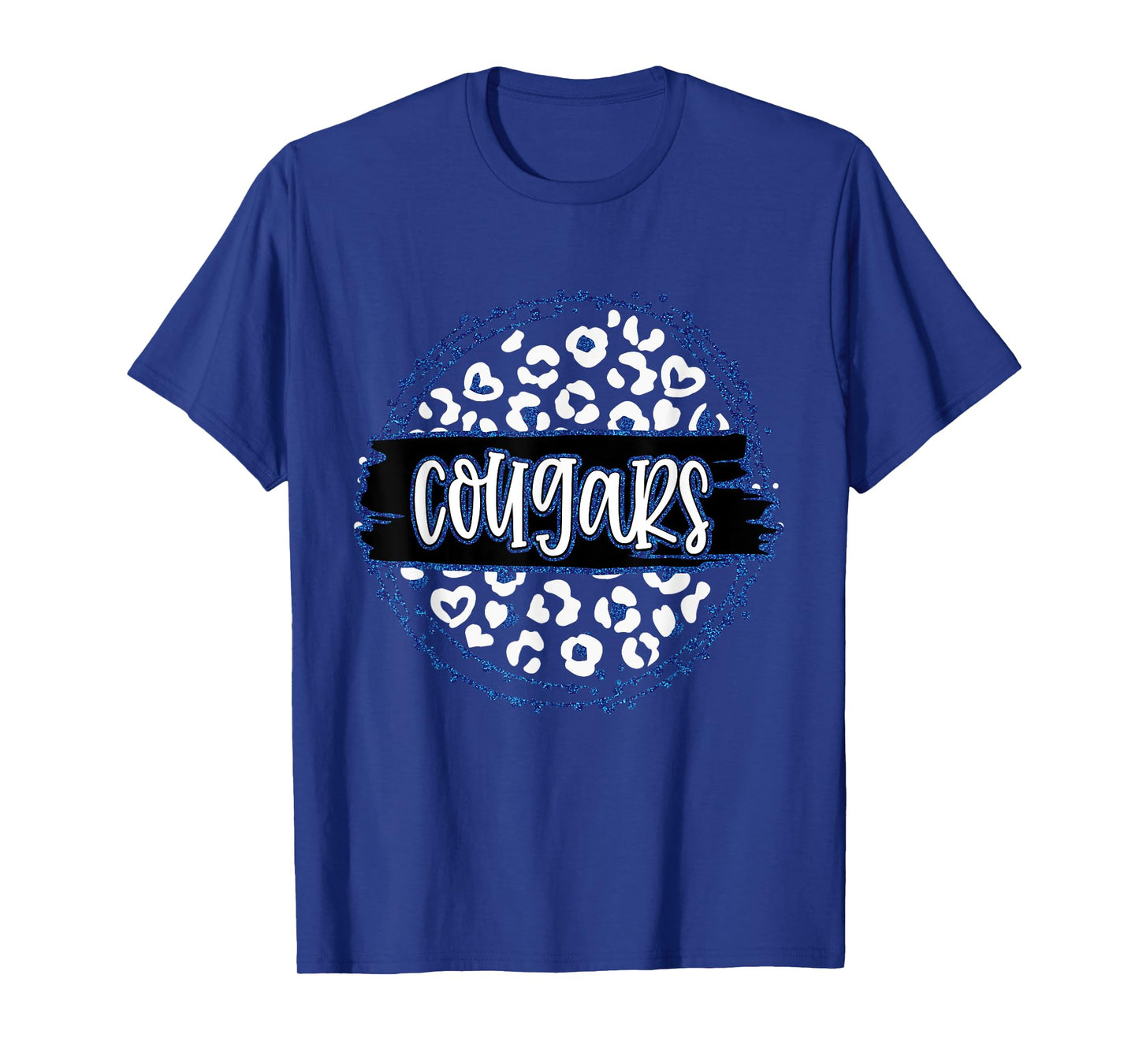 Cougars Blue Cheetah Leopard School Sports Fan Team Spirit T-Shirt