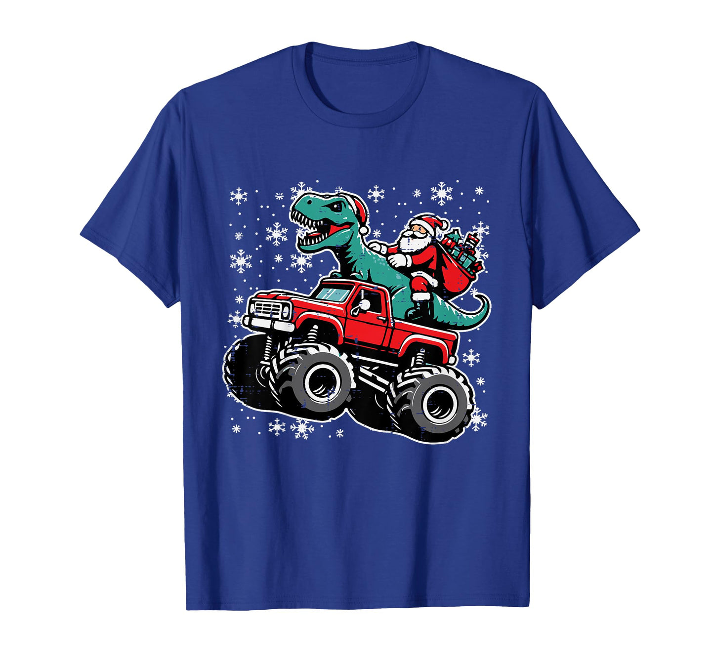 Kids Christmas Monster Truck Dino Santa Xmas Toddler Boys Kids T-Shirt