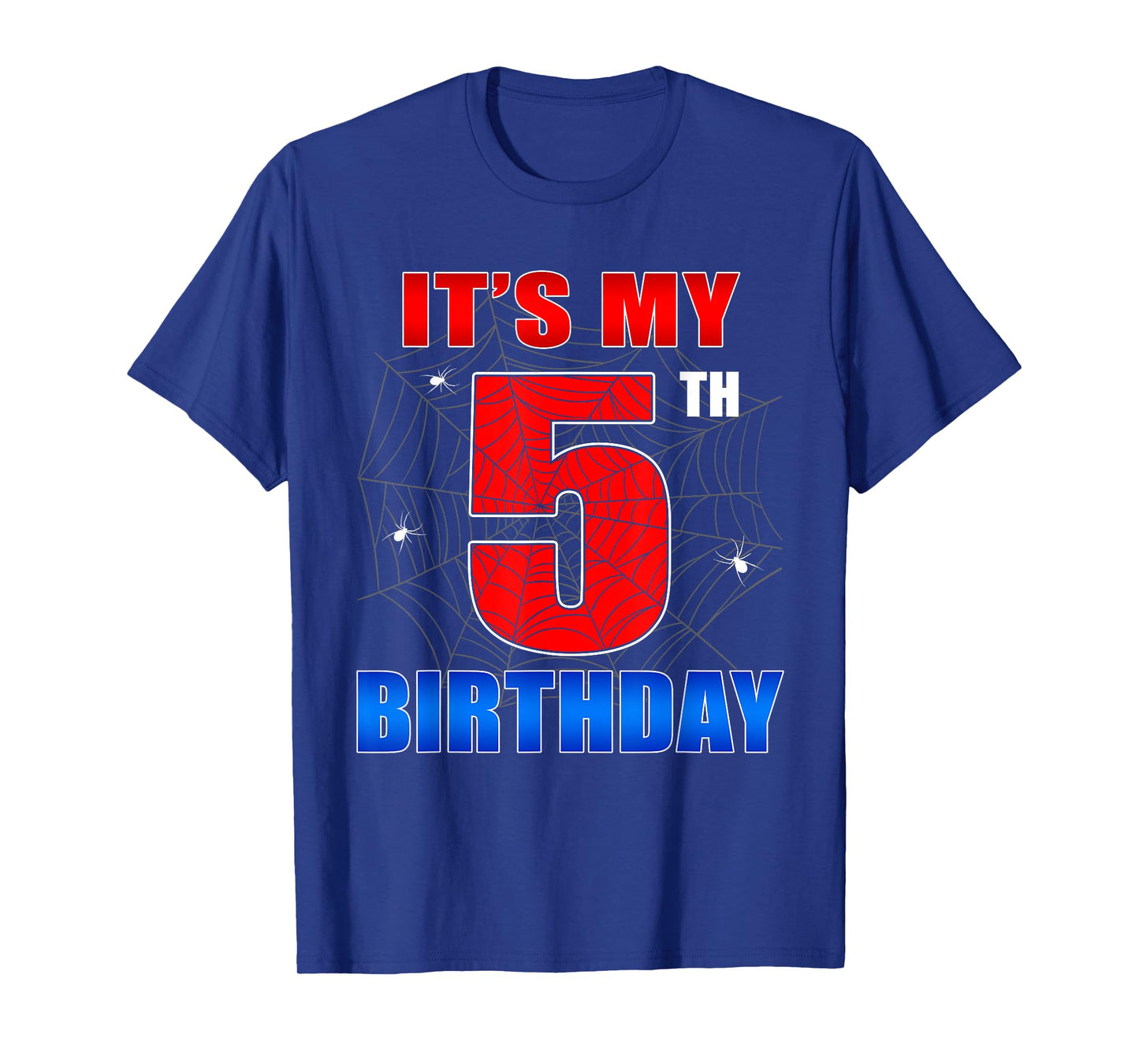 Spider Web Five 5 Years Old It's My 5th Birthday Boy Party T-Shirt