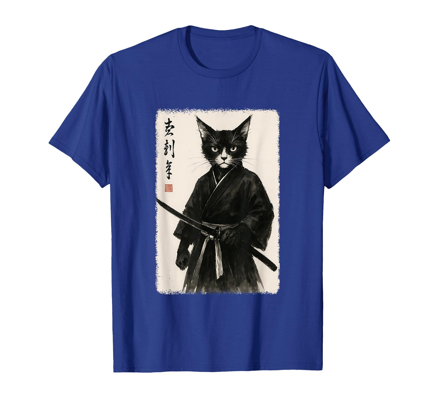 Samurai Cat Funny Vintage Japanese Graphic Art T-Shirt