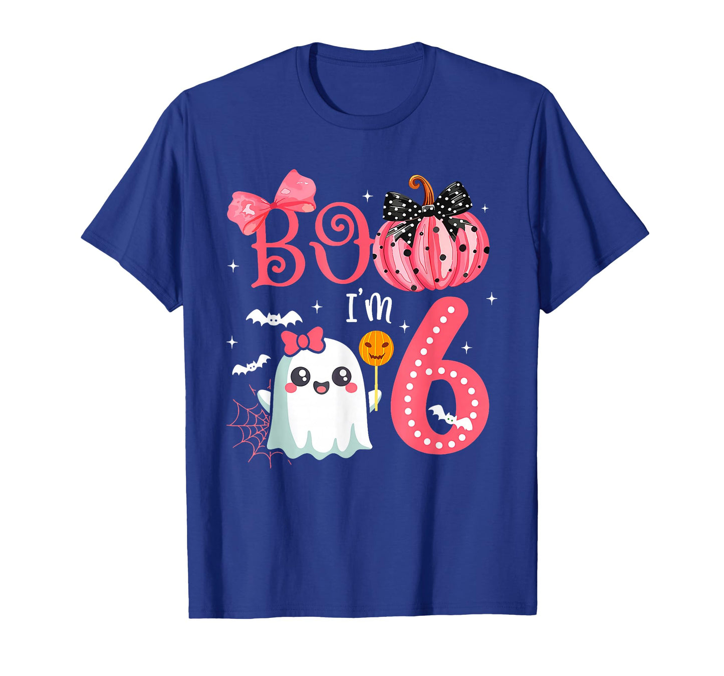 Boo I'M 6 Years Old Ghost 6Th Birthday Halloween Ghost Girls T-Shirt