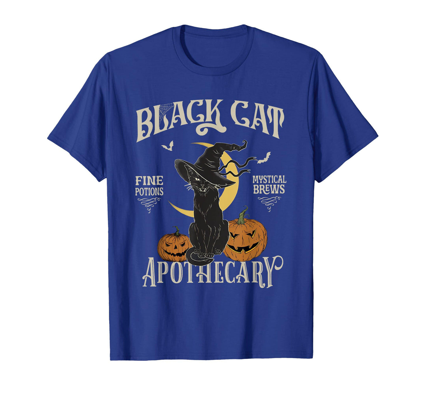 Retro Scary Halloween Costume Black Cat Salem Apothecary T-Shirt