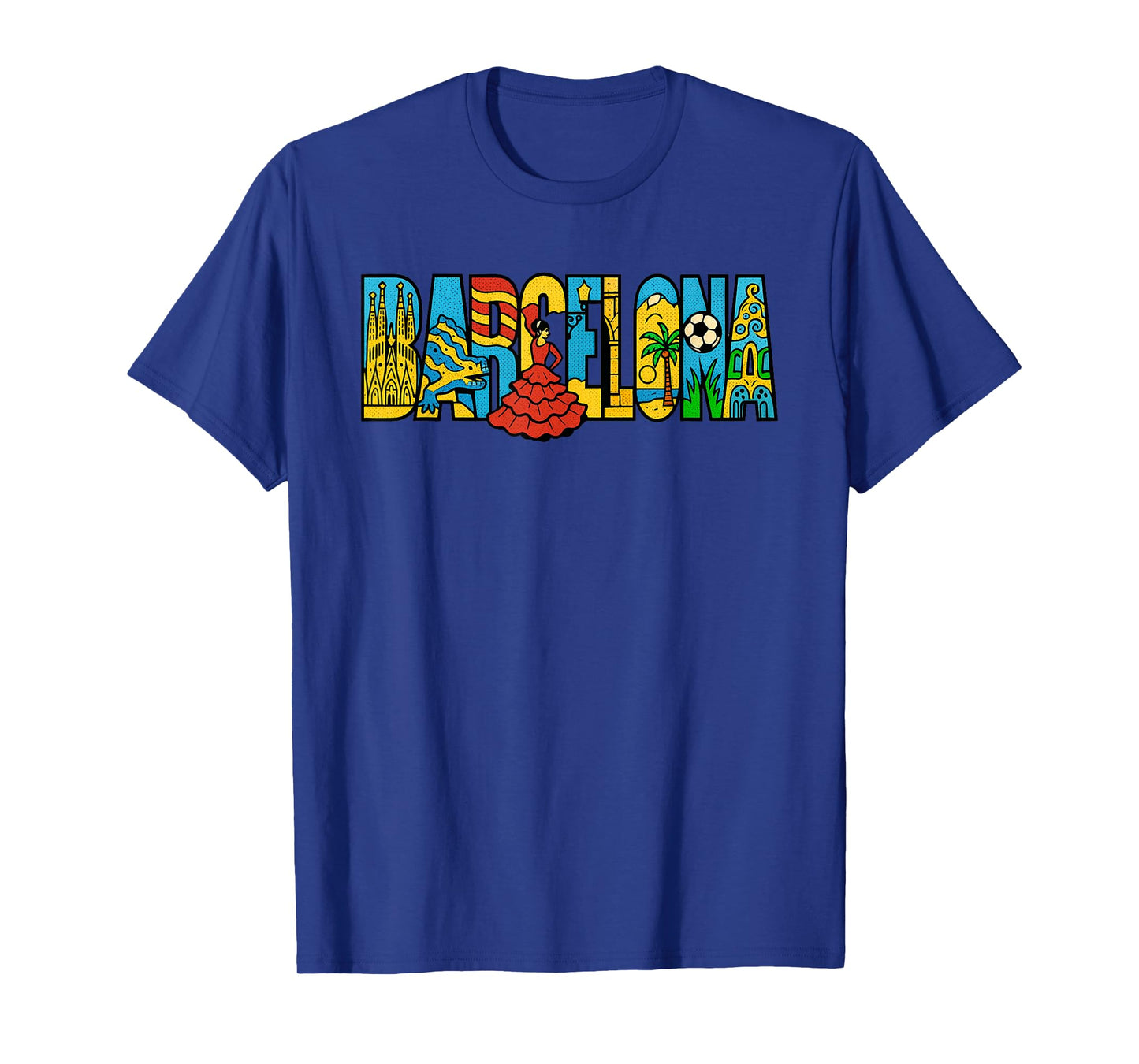 Barcelona Spain Souvenir City Icons Graphic T-Shirt