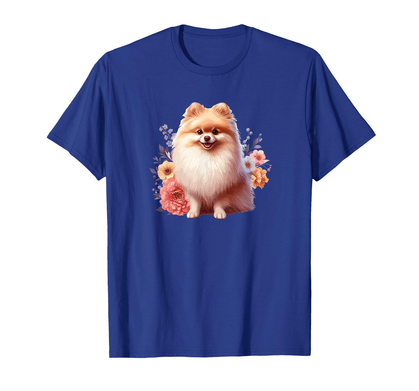 Cute Funny Flowers Floral Womens Pomeranian Lover T-Shirt