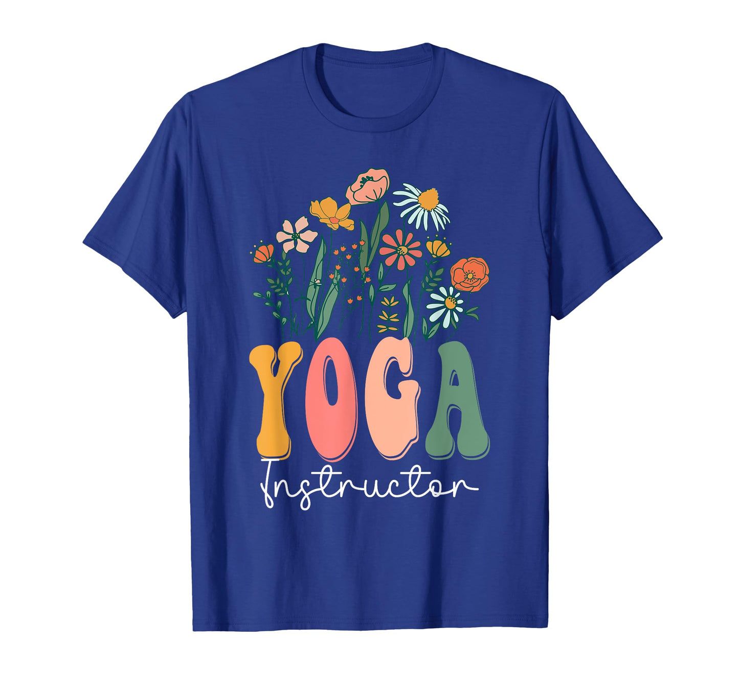 Retro Groovy floral Yoga Instructor Wildflower Tees For T-Shirt