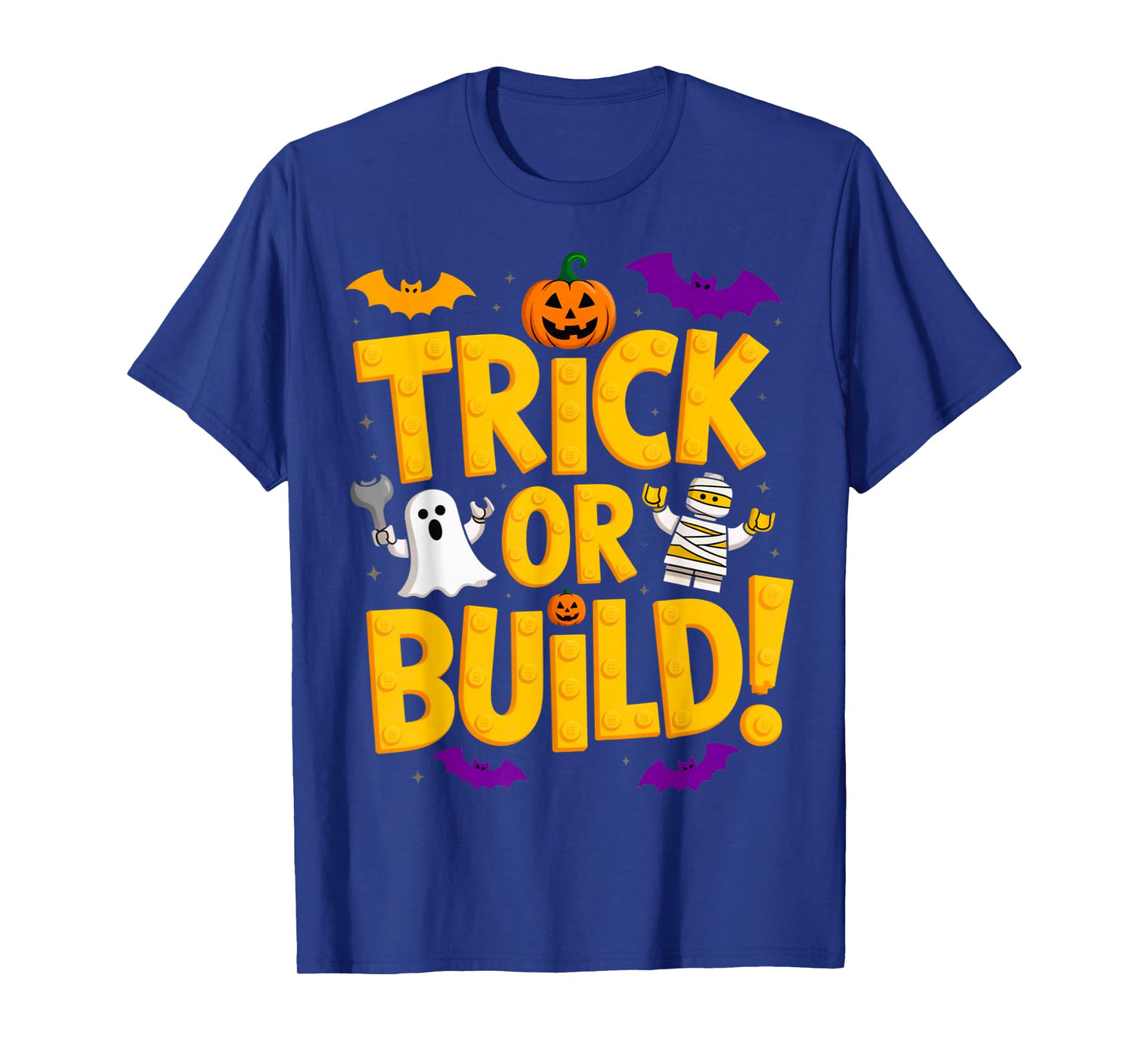 Halloween Costume Master Builder Bricks Blocks Building Kids T-Shirt