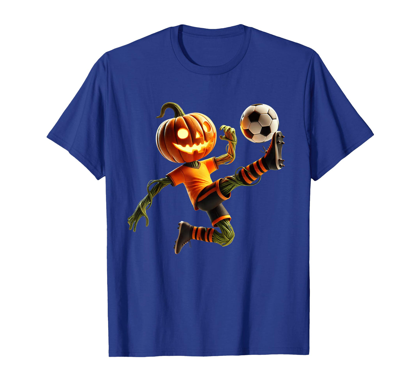 Pumpkin Face Soccer Halloween Costume Men Boys Kids Cute T-Shirt