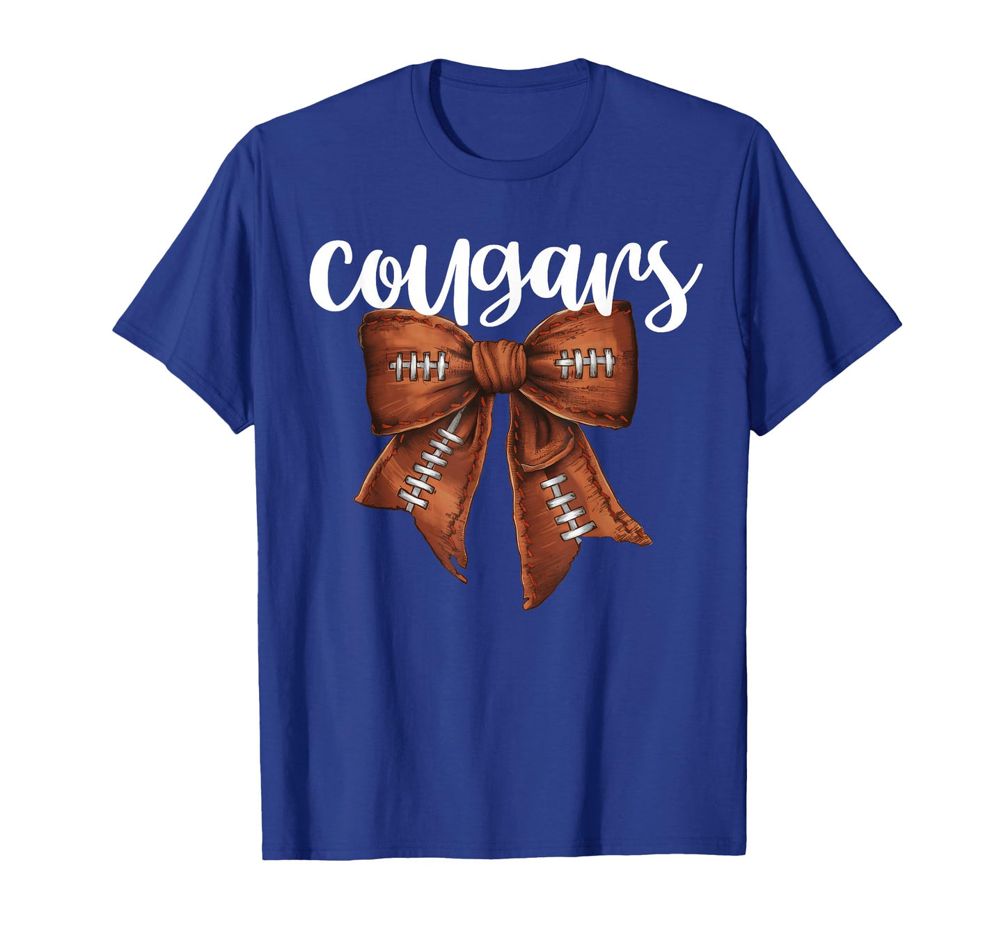 Cougars Football Bow School Spirit Team Mascot Game Night T-Shirt