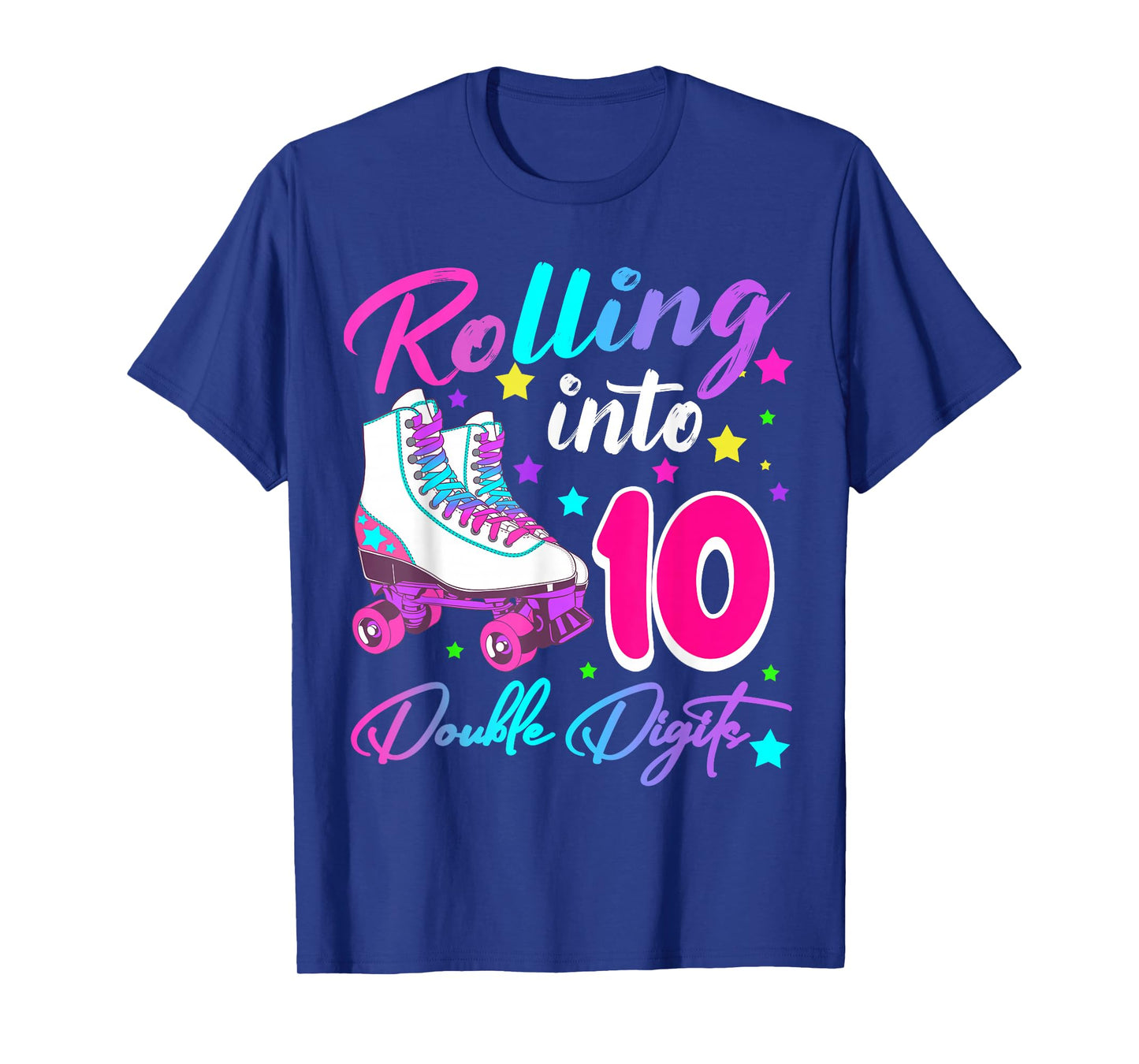 Rolling Into 10 Double Digits Roller Skates 10th Birthday T-Shirt