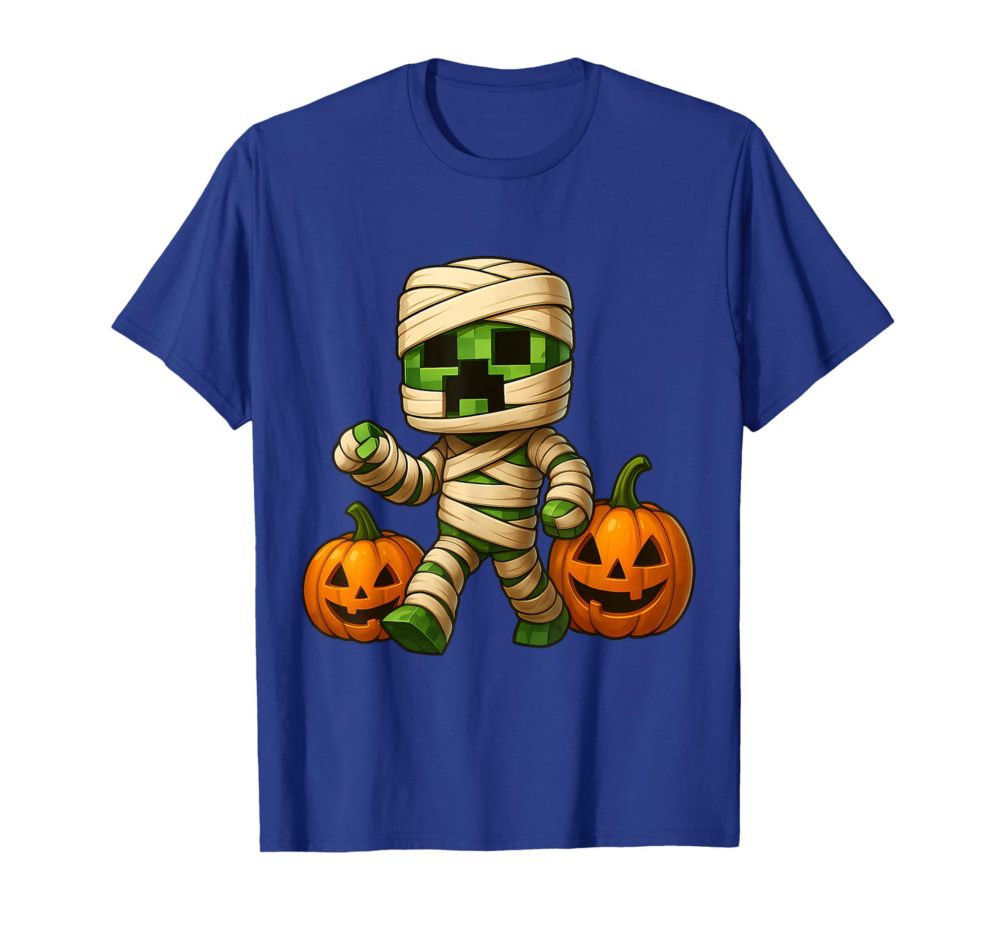 Gamer Pixel Pumpkin Mummy Men Kids Boy Halloween Funny Game T-Shirt